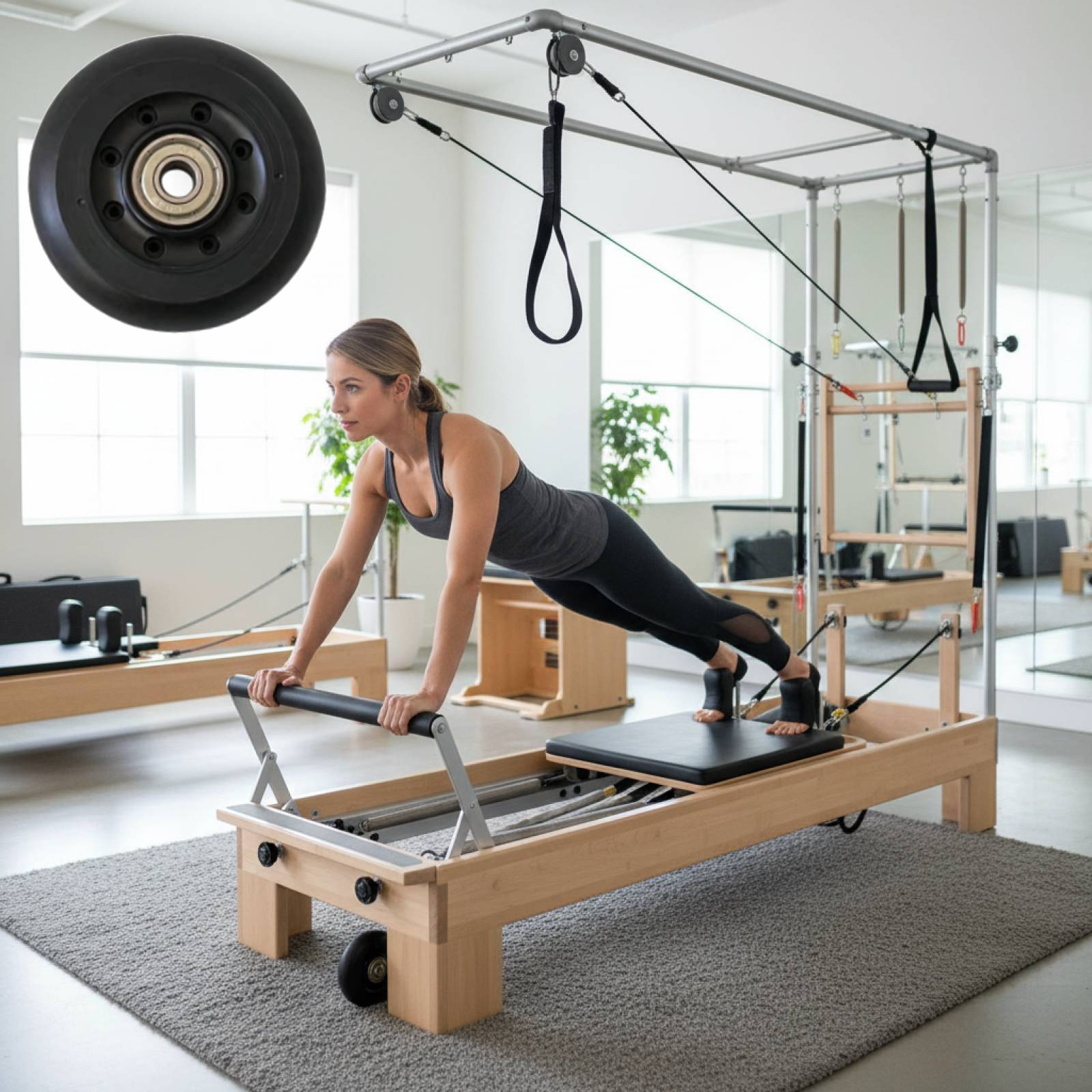 Home Gym Pilates - Roue de Pilates Reformer Noire pour